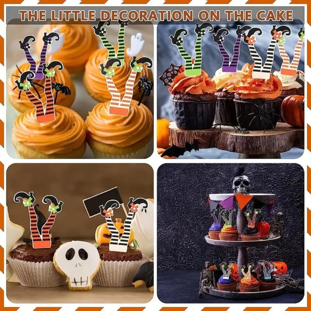 Halloween CupCake Toppers Witch Legs Cake Party Decoration Funny Whimsical NEW